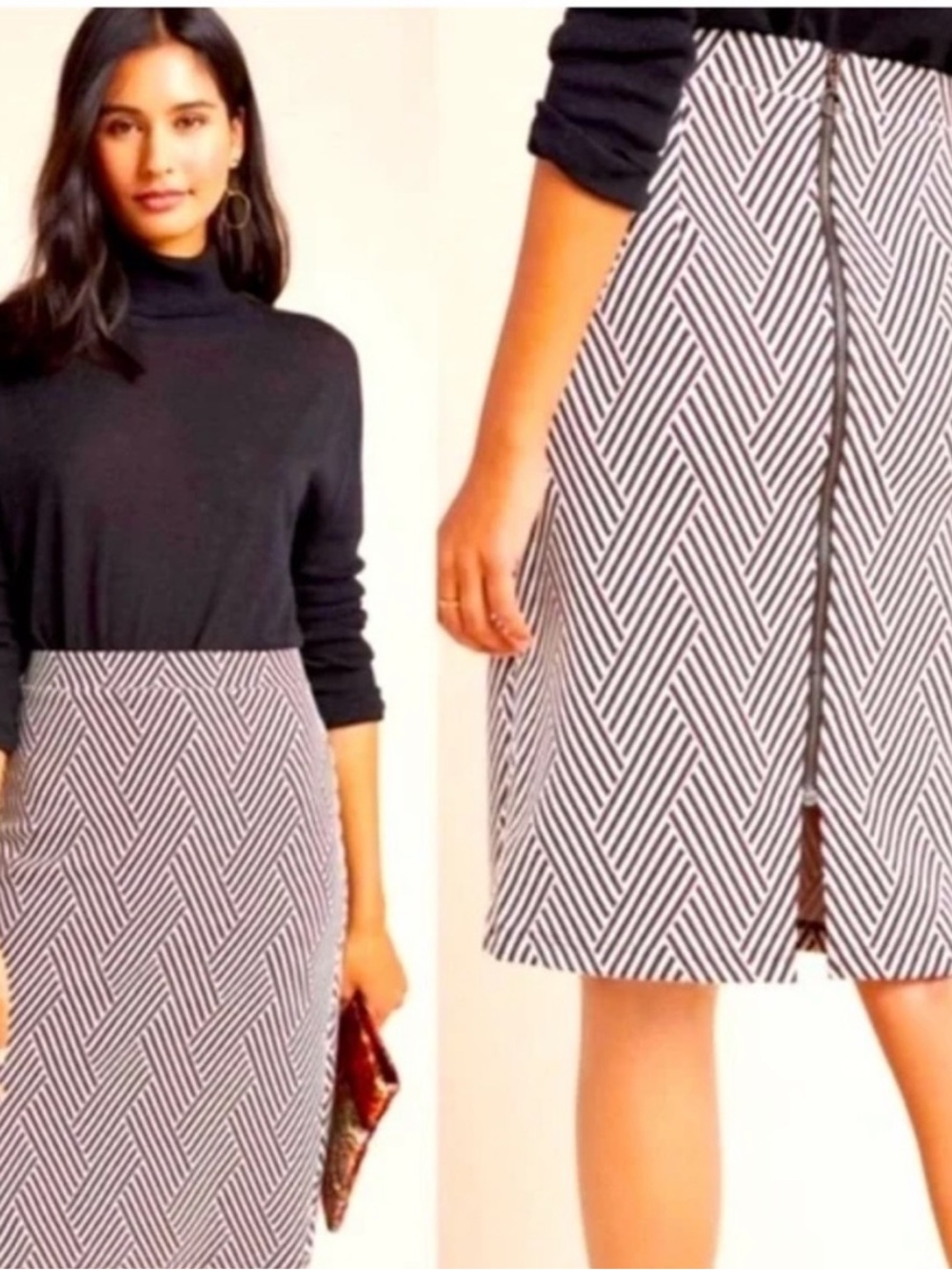 Anthropologie Maeve Lidia Jersey Pencil Skirt Medium Geometric Pattern $98